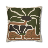 Rooted Canopy Botanical Pillow Cover - Earthy Olive & Neutral Accent Cushion