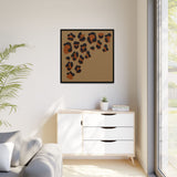 Leopard Print Framed Canvas Art — Rustic Brown Animal Spot Wall Decor