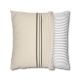 Striped Faux Suede Pillowcase — Neutral Coastal Decorative Throw Pillow Cover