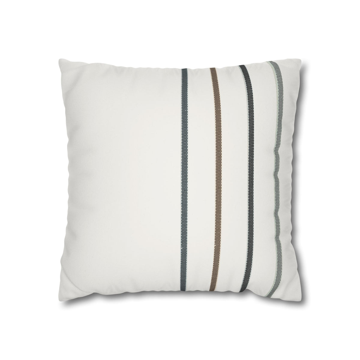 Striped Faux Suede Pillowcase — Neutral Modern Square Cushion Cover