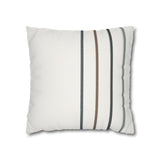 Striped Faux Suede Pillowcase — Neutral Modern Square Cushion Cover