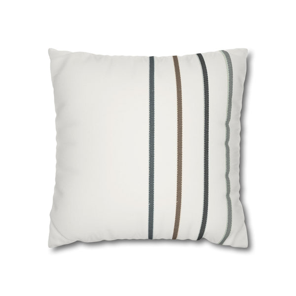 Striped Faux Suede Pillowcase — Neutral Modern Square Cushion Cover