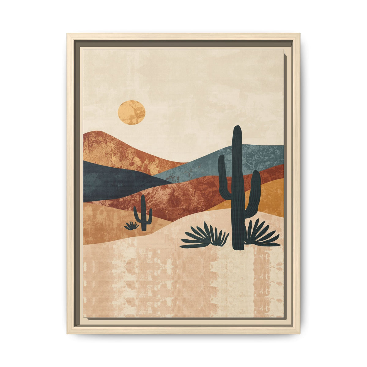 Desert Sunset Cactus Matte Canvas Print (Framed)