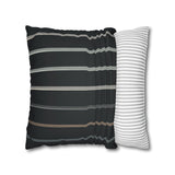 Striped Faux Suede Square Pillowcase – Modern Black & Taupe Decorative Cover
