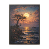 Moonlit Seascape Framed Canvas - Framed