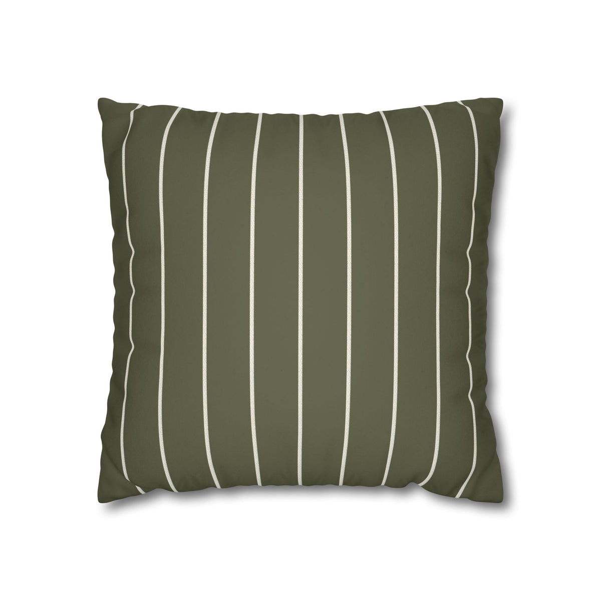Striped Faux Suede Pillowcase — Olive Green Decorative Throw Pillow Cover