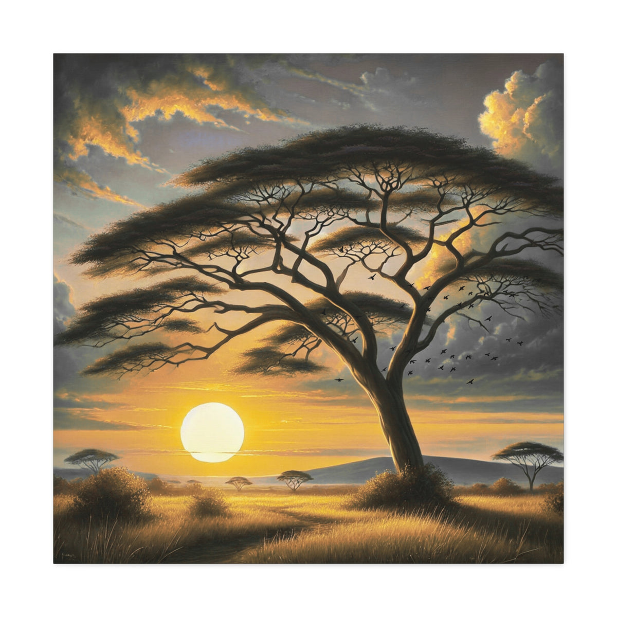 Sunset Savannah Acacia Canvas Print