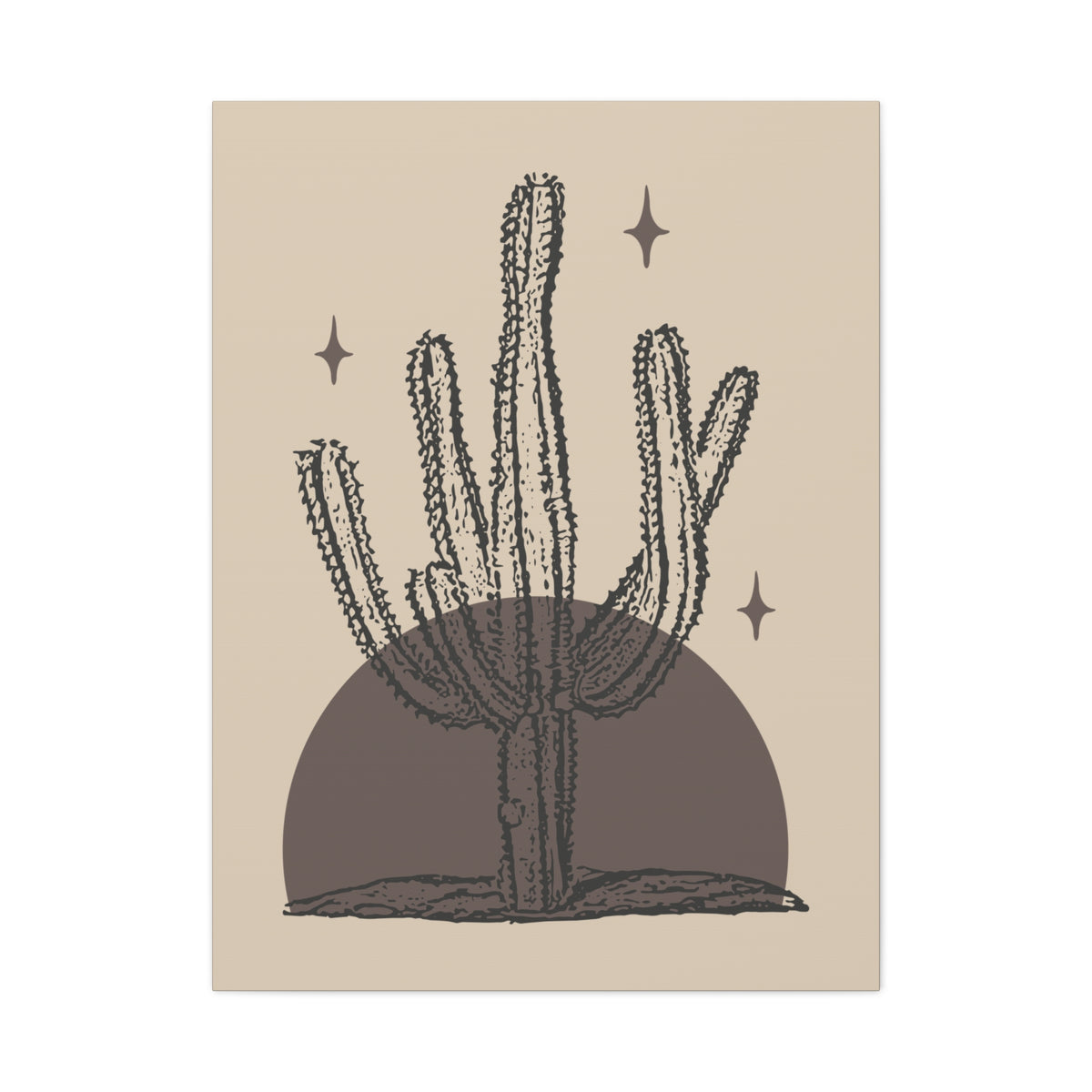 Desert Stillness Cactus Wall Art – Neutral Desert Botanical Print