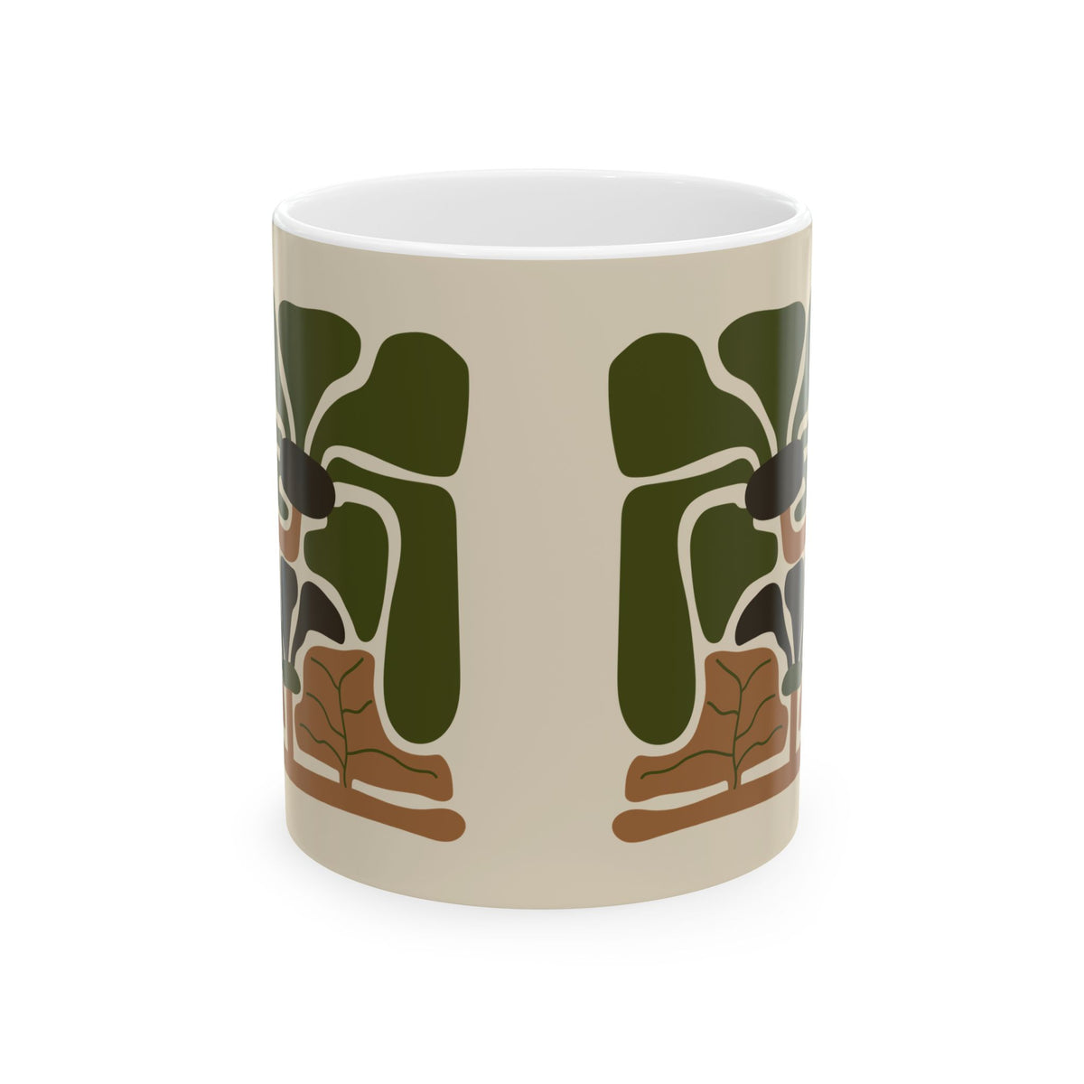 Rooted Canopy Botanical Mug - Earthy Olive & Neutral Art Mug