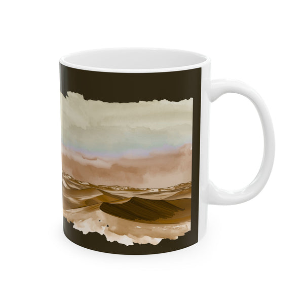 Desert Dunes Ceramic Mug — Earth Tone Abstract Horizon (11oz/15oz)