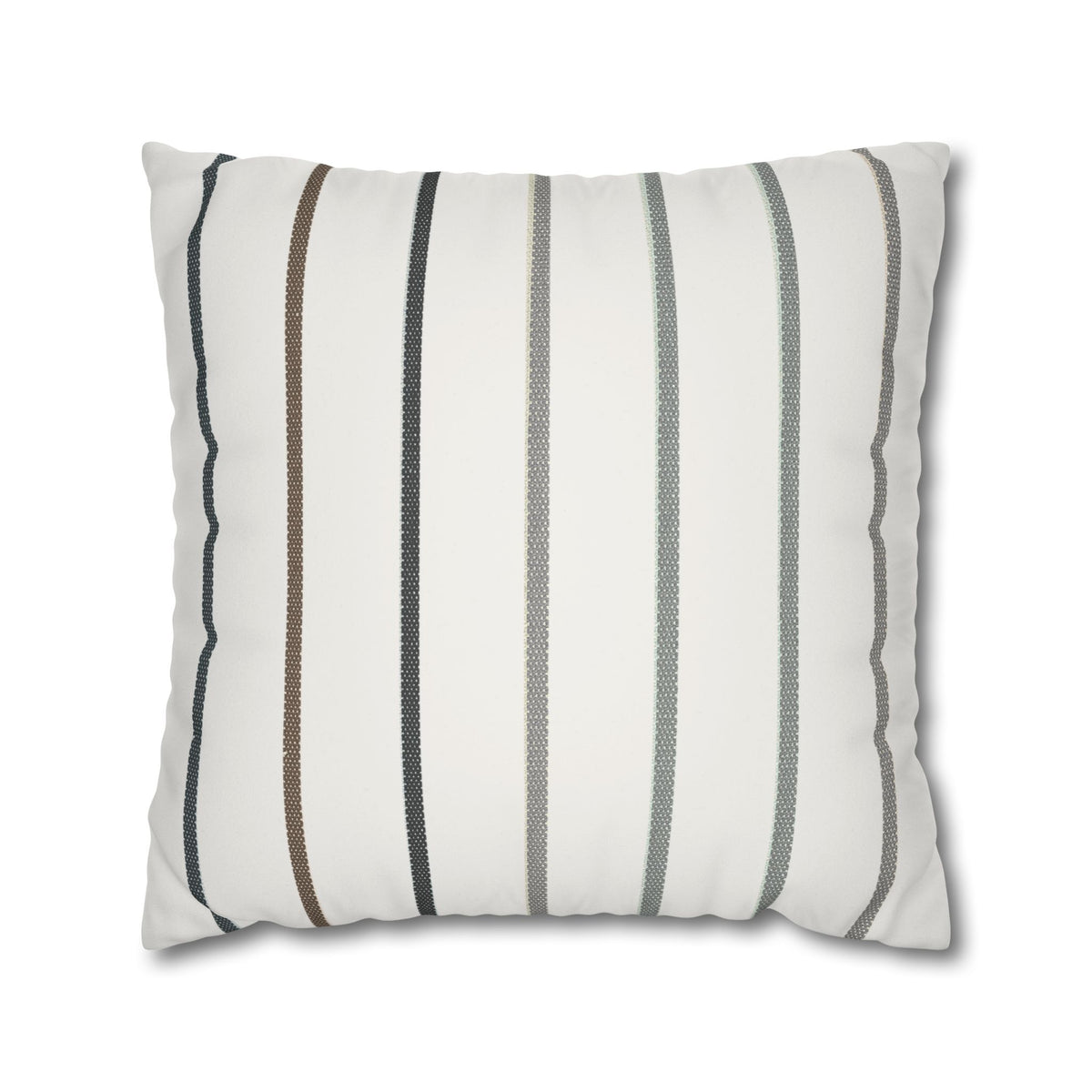 Striped Faux Suede Square Pillowcase — Neutral Modern Throw Pillow Cover