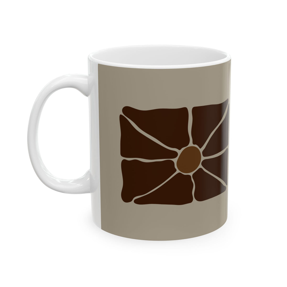 Earthen Bloom Mug - Neutral Brown Abstract Ceramic Mug