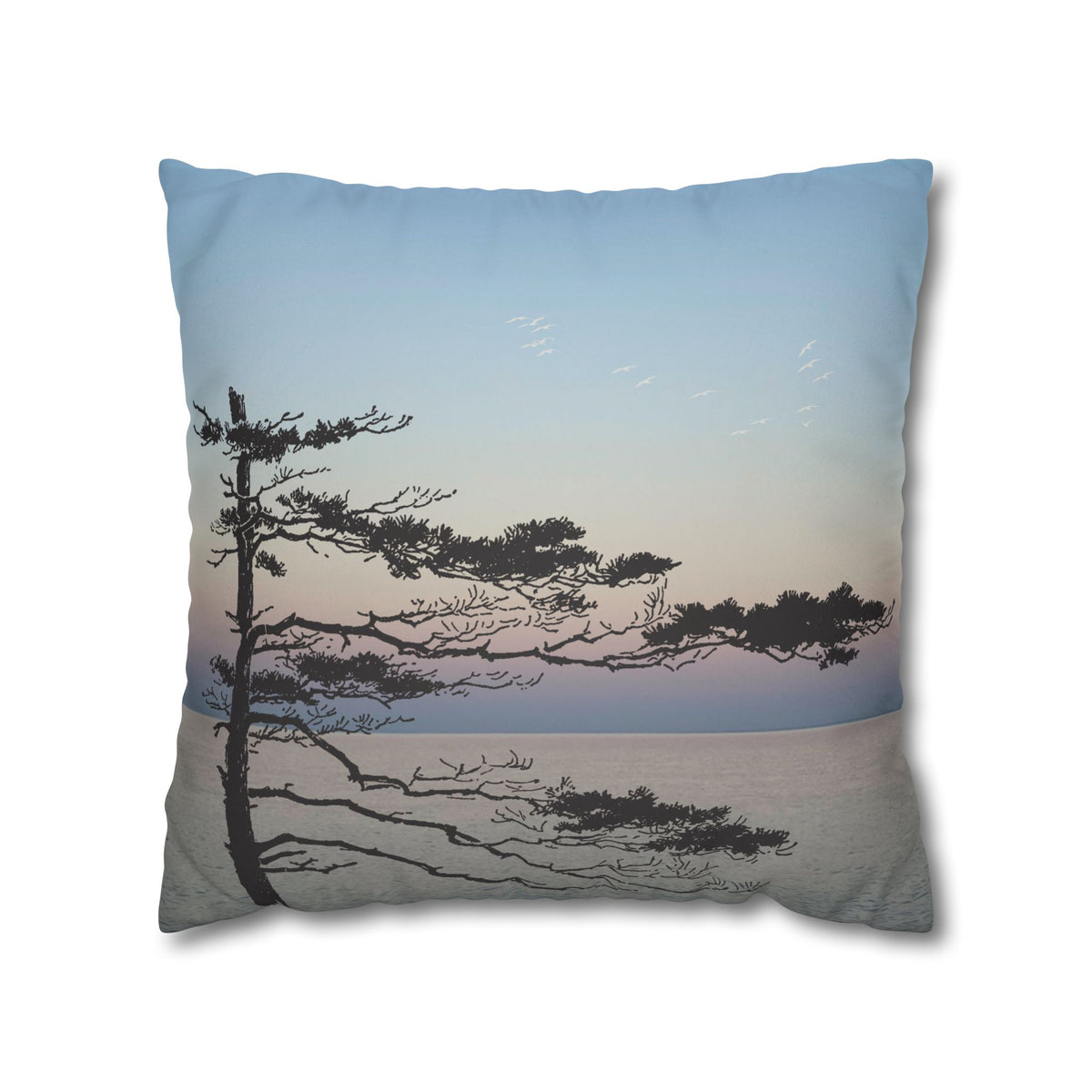 Serene Nature Faux Suede Square Pillowcase