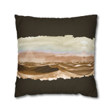 Desert Dunes Square Pillowcase — Boho Earthtone Abstract Watercolor Accent