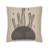 Desert Stillness Cactus Pillowcase – Neutral Earth-Tone Decorative Cushion Cover