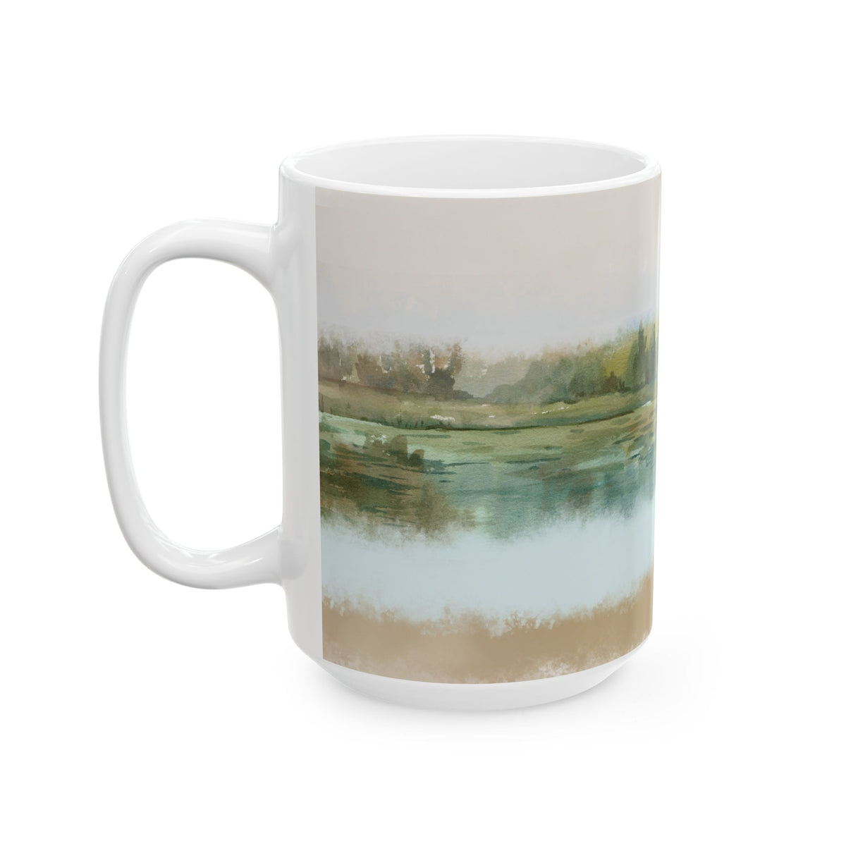 Misty Wetland at Dawn Ceramic Mug