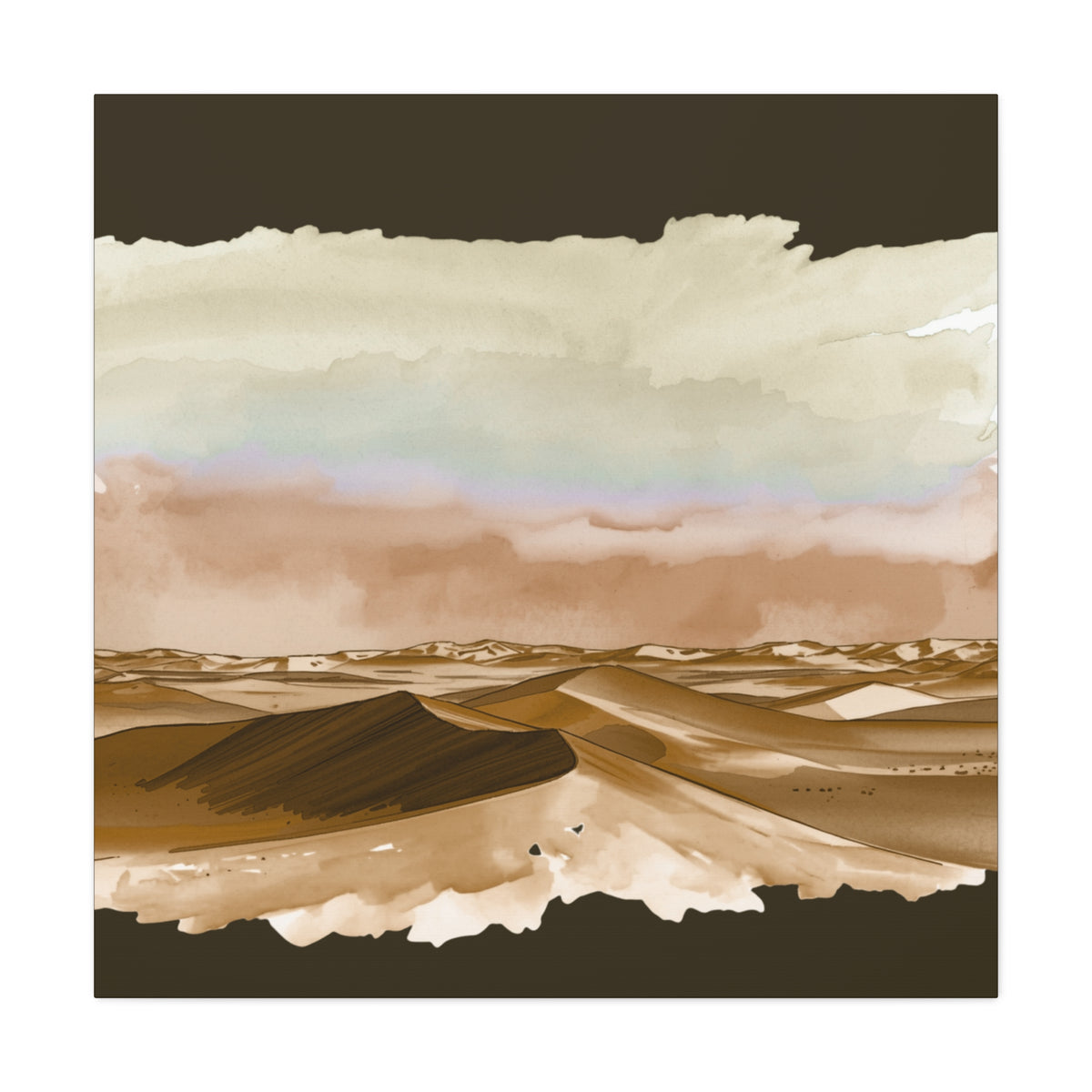 Desert Dunes Canvas Art — Earth Tone Landscape Matte Wall Decor