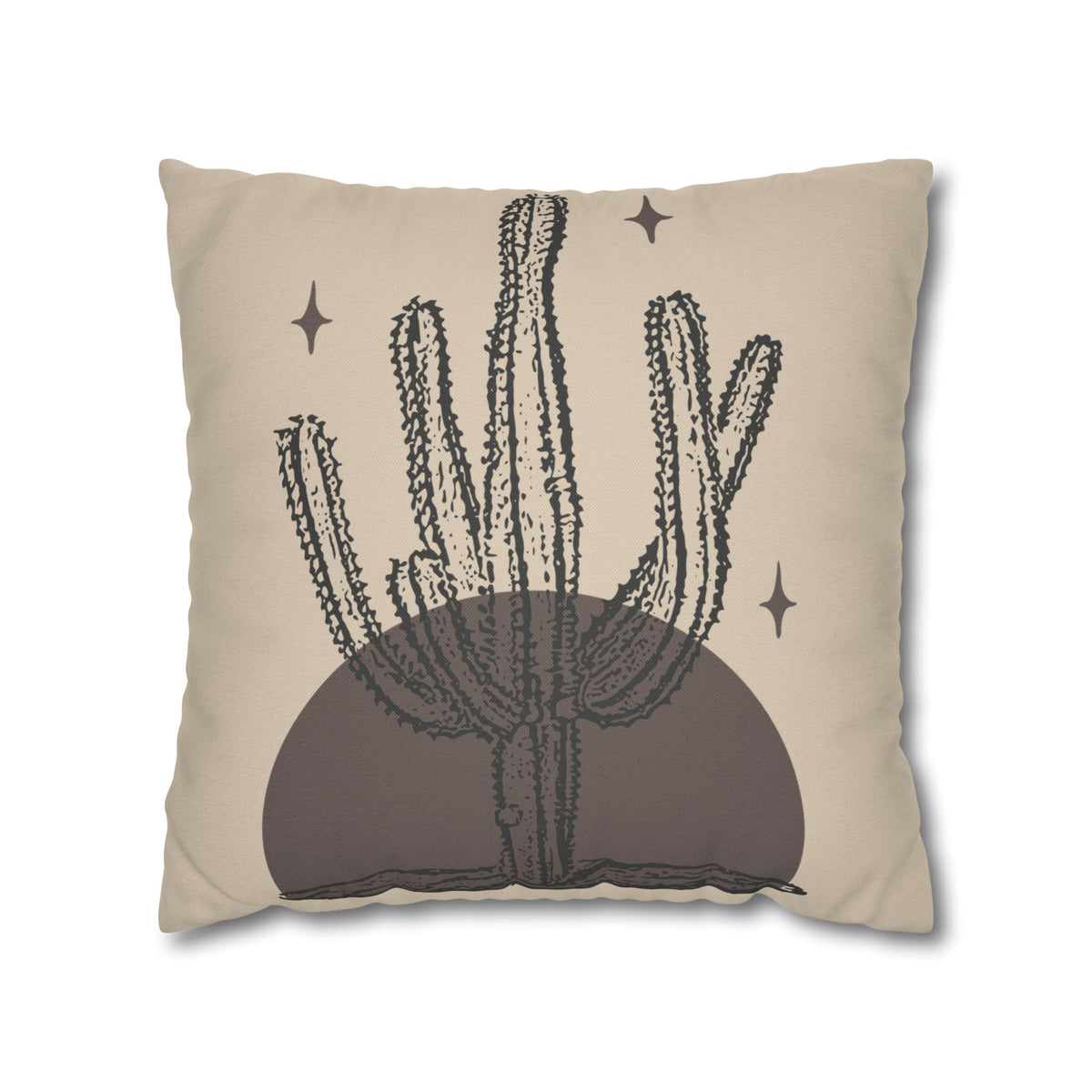 Desert Stillness Cactus Pillowcase – Neutral Earth-Tone Decorative Cushion Cover