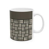 Geometric Grid Ceramic Mug — Modern Monochrome Plaid Coffee Cup (11oz & 15oz)