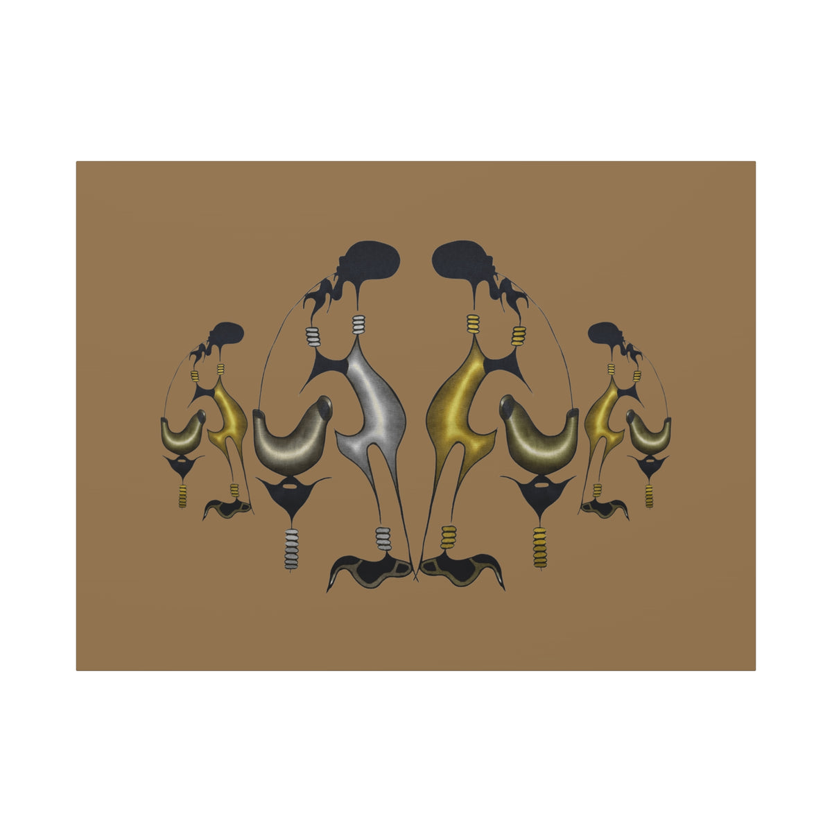 Abstract Golden & Silver Bird Canvas Art — Matte Stretched Wall Decor