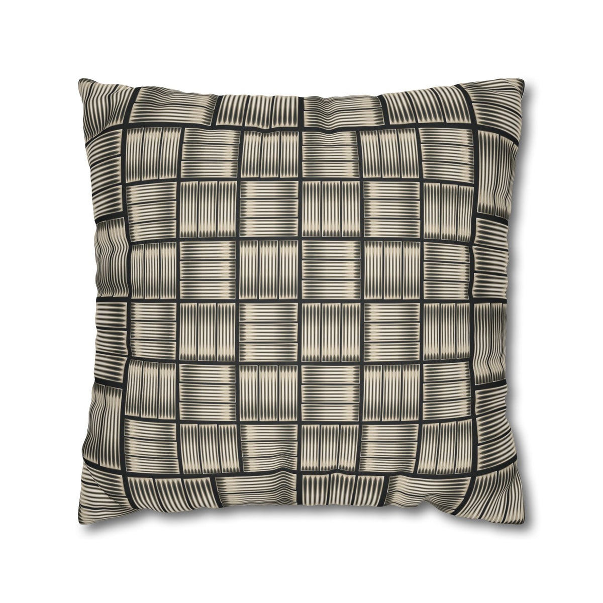Faux Suede Pillowcase — Neutral Woven Plaid Decorative Throw Pillow