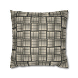 Faux Suede Pillowcase — Neutral Woven Plaid Decorative Throw Pillow