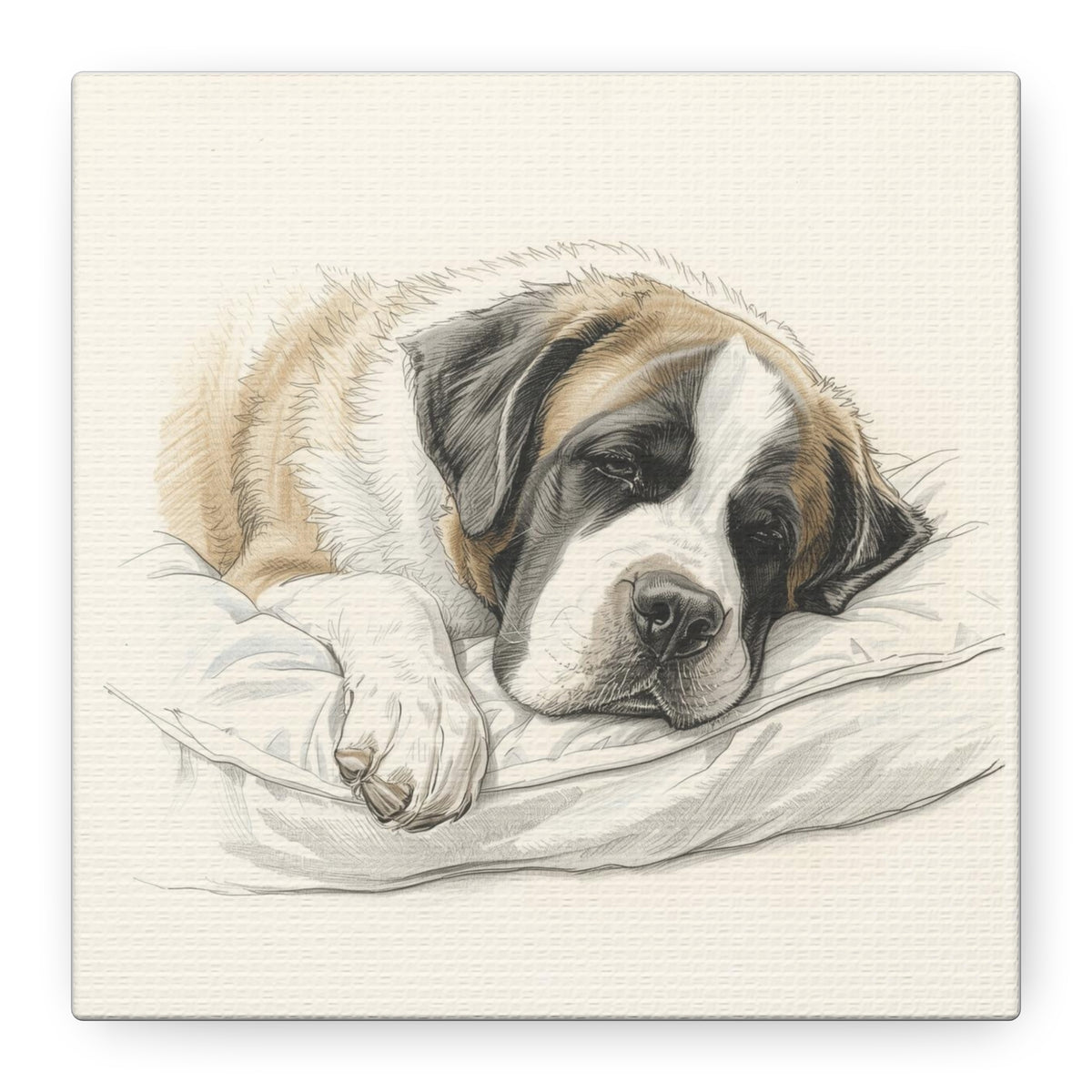 St. Bernard Sleeping Portrait Matte Canvas