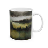 Misty Forest Lake Ceramic Mug
