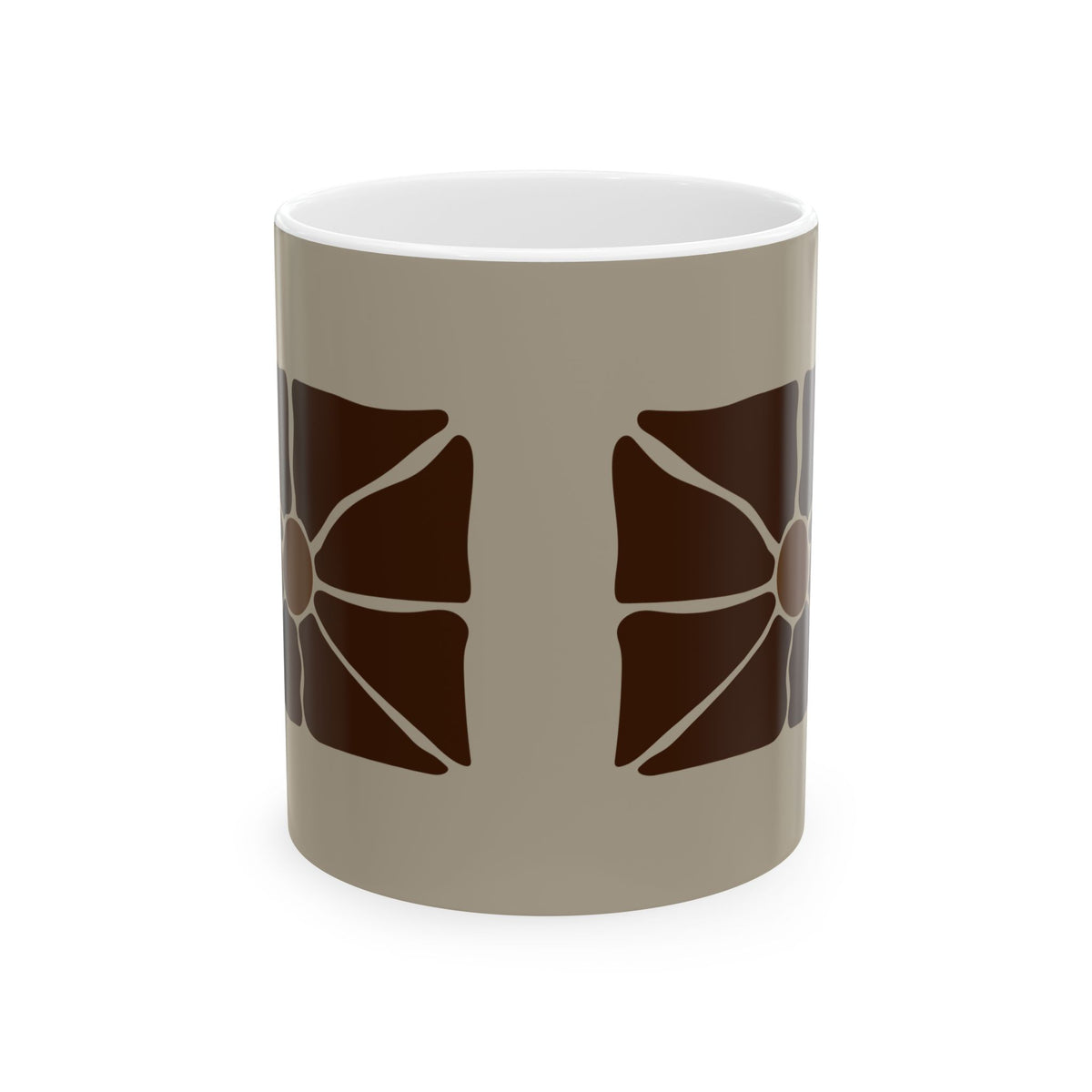Earthen Bloom Mug - Neutral Brown Abstract Ceramic Mug