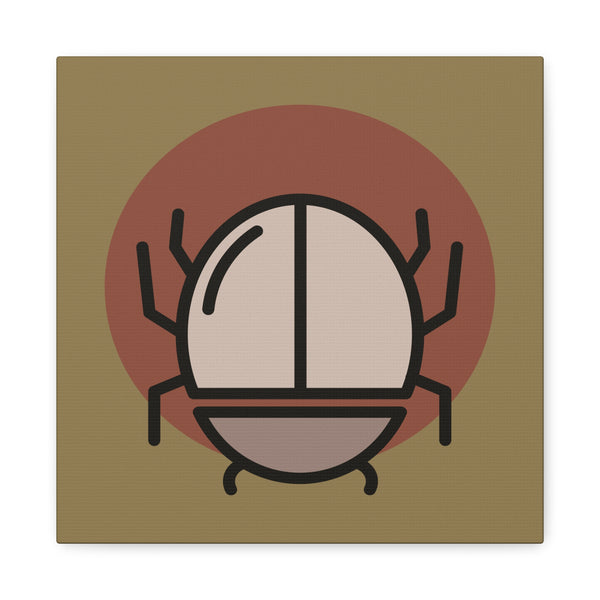 Minimalist Scarab Beetle Canvas Art - Modern Desert Tones, Stretched Matte Wall Decor