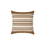 Brown Striped Canvas Pillow — Cozy Farmhouse Decorative Throw Pillow