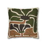 Rooted Canopy Botanical Pillow Cover - Earthy Olive & Neutral Accent Cushion