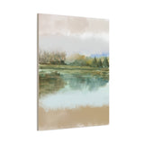 Serene Lakeside Watercolor Canvas Print — Matte Stretched Wall Art
