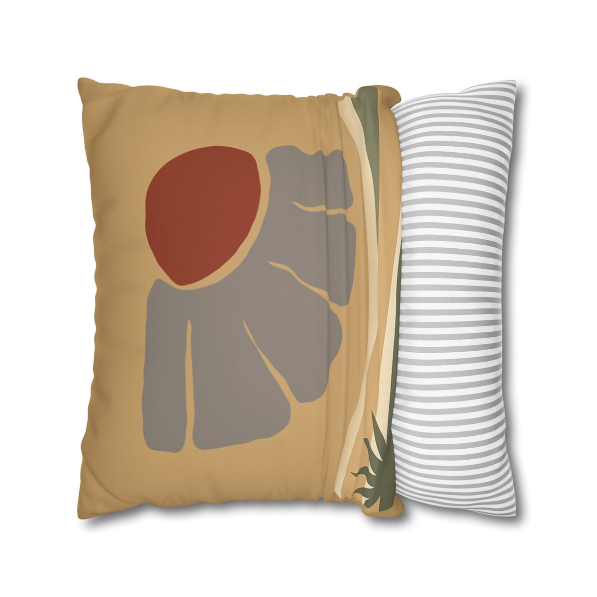 Boho Floral Faux Suede Pillowcase – Earth Tones Decorative Cushion Cover