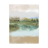 Serene Lakeside Watercolor Canvas Print — Matte Stretched Wall Art