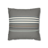 Striped Faux Suede Pillowcase — Neutral Gray Decorative Throw Pillow Cover