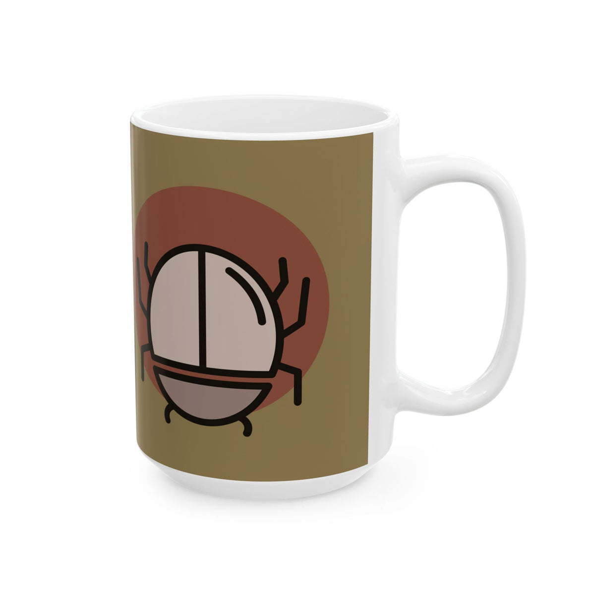 Scarab Beetle Ceramic Mug — Retro Bug Illustration Coffee Cup (11oz, 15oz)