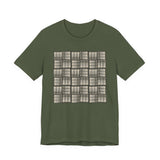 Grid Plaid Graphic Tee — Neutral Geometric Pattern T-Shirt
