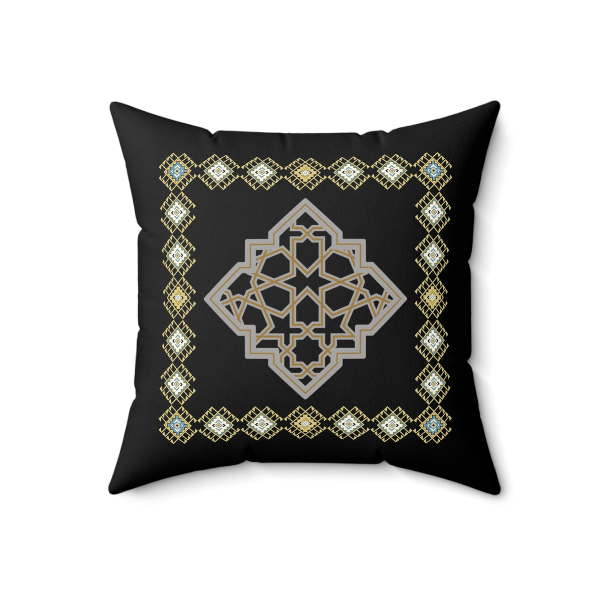 Moroccan-Inspired Decorative Pillow - Elegant Square Cushion for Home Decor