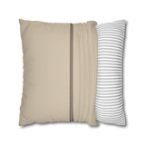 Beige Faux Suede Pillowcase with Center Stripe — Decorative Square Throw Pillow Cover