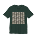 Grid Plaid Graphic Tee — Neutral Geometric Pattern T-Shirt