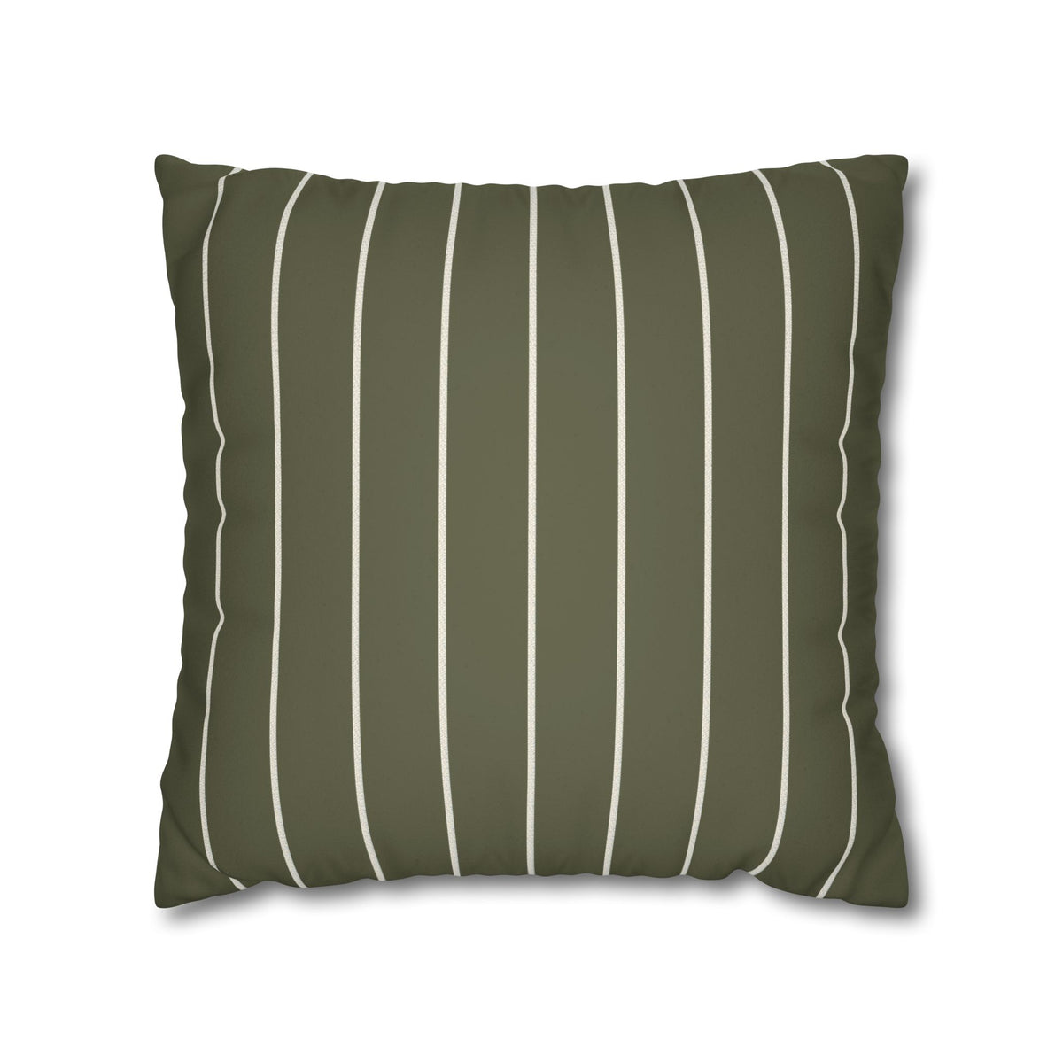 Striped Faux Suede Pillowcase — Olive Green Decorative Throw Pillow Cover