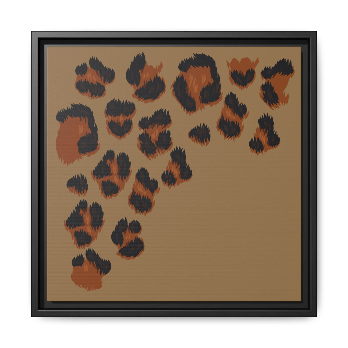Leopard Print Framed Canvas Art — Rustic Brown Animal Spot Wall Decor