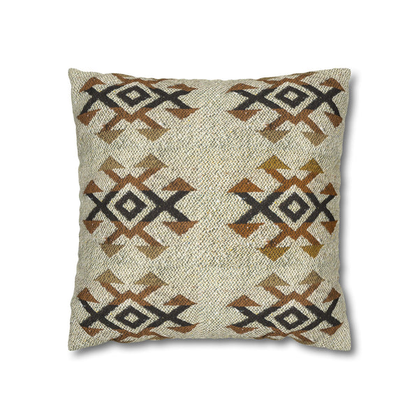 Southwestern Diamond Canvas Pillow Cover — Rustic Boho Square Throw Pillowcase