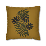 Golden Fern Botanical Pillow Cover - Ochre & Olive Nature-Inspired Cushion