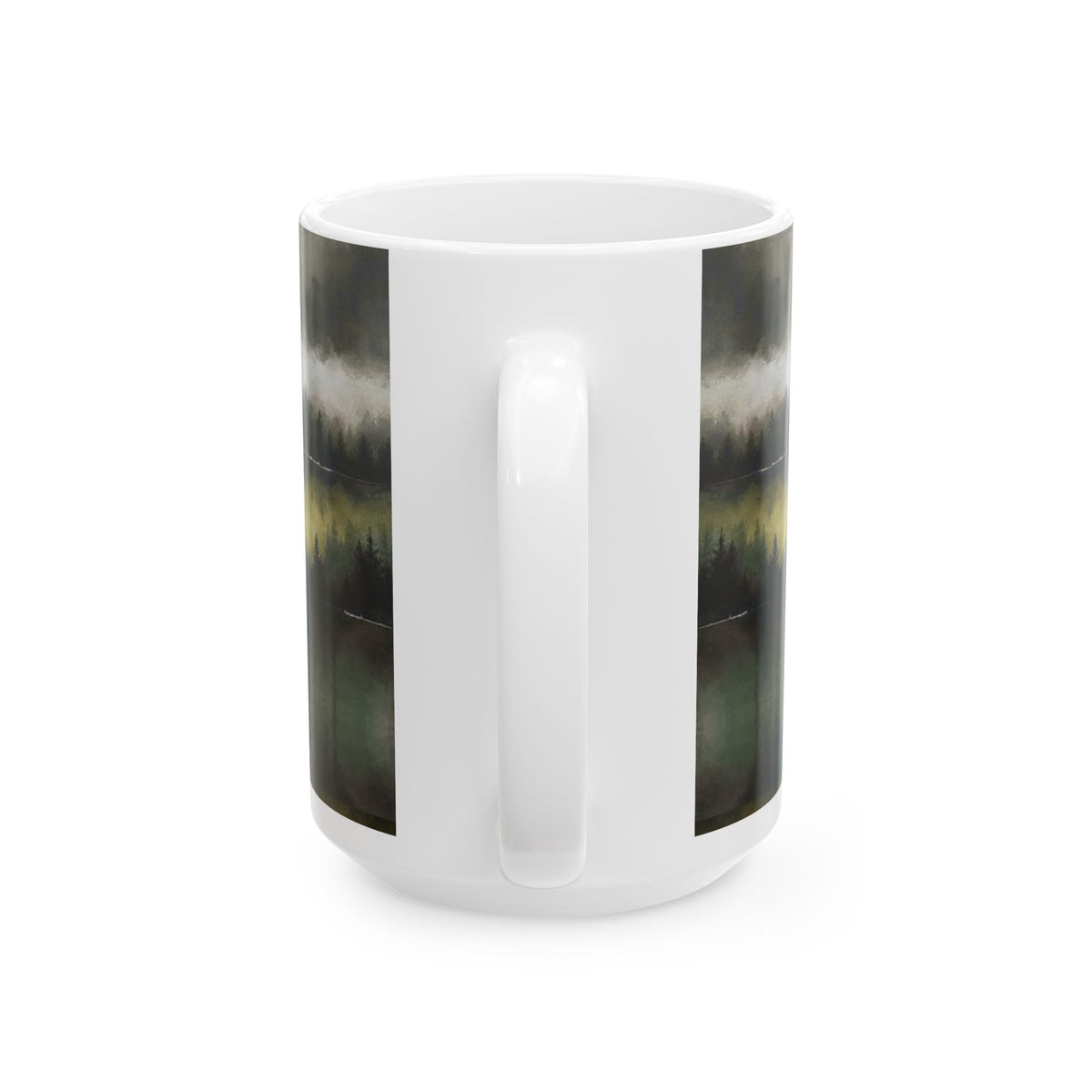Misty Forest Lake Ceramic Mug