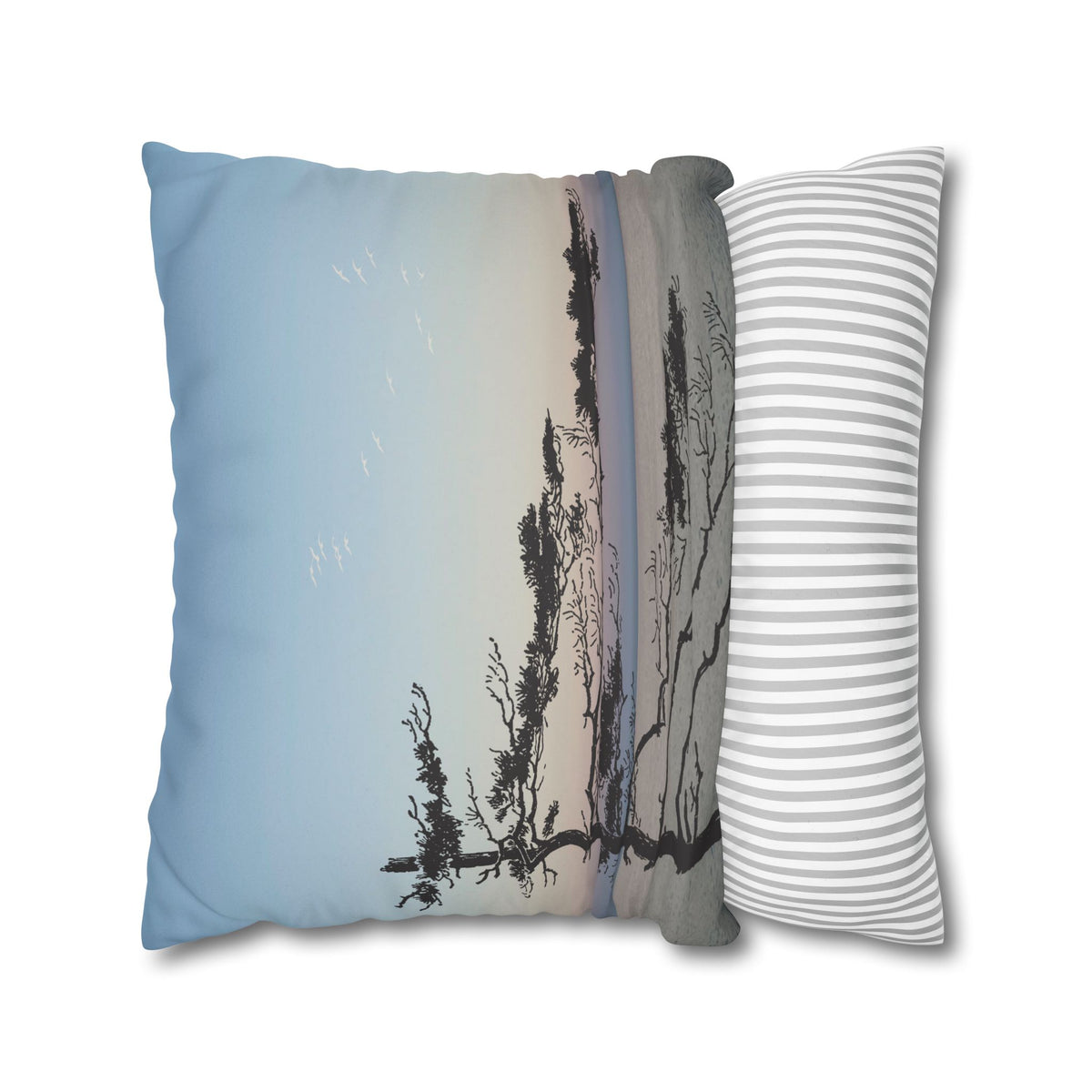 Serene Nature Faux Suede Square Pillowcase