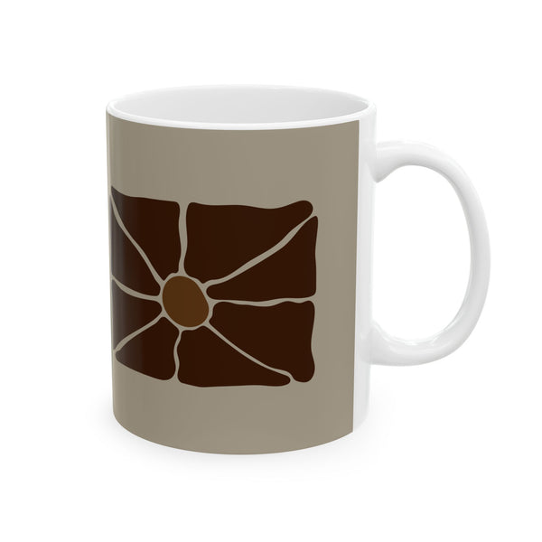 Earthen Bloom Mug - Neutral Brown Abstract Ceramic Mug