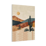 Desert Sunset Canvas Wall Art — Abstract Cactus Landscape Matte Stretched 1.25"