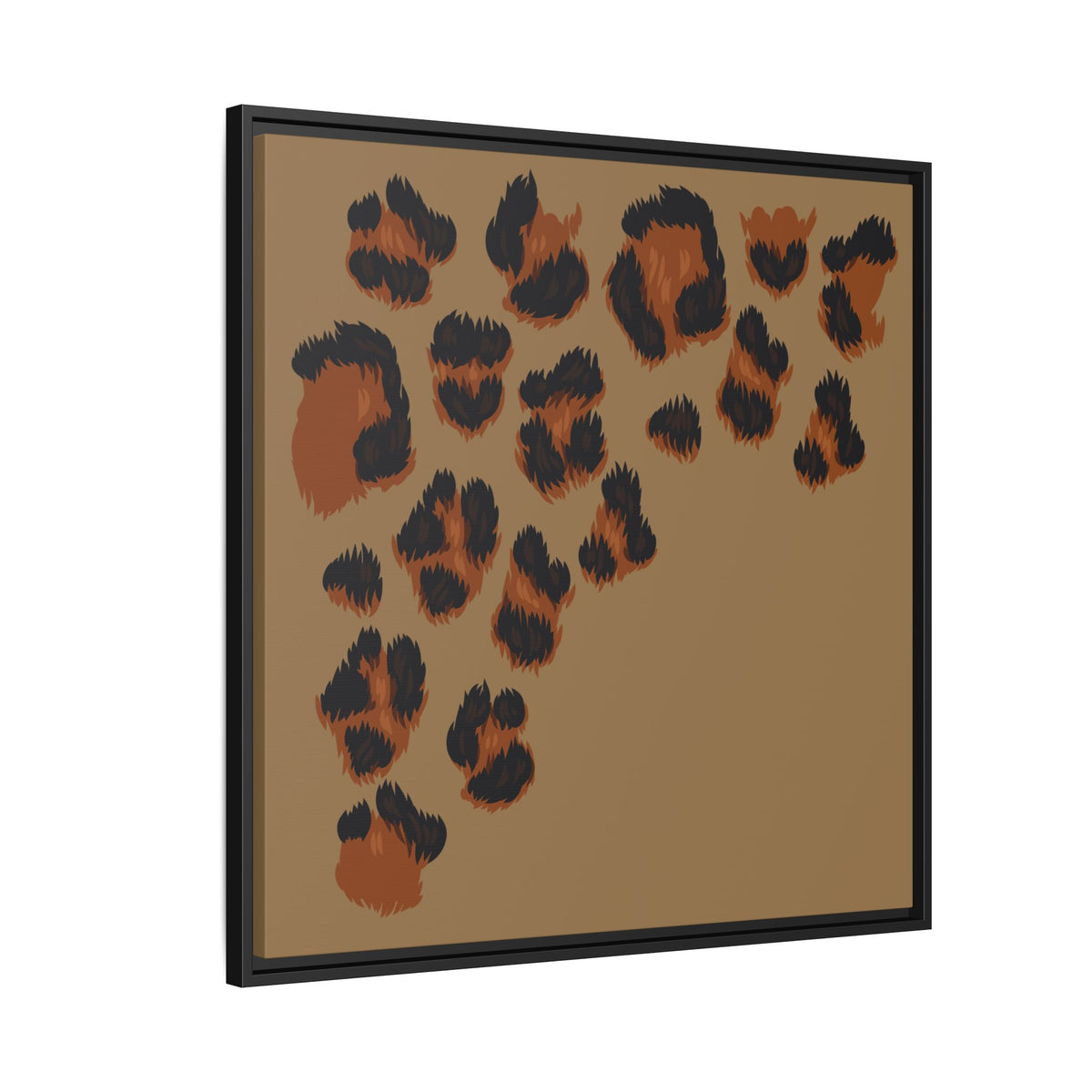 Leopard Print Framed Canvas Art — Rustic Brown Animal Spot Wall Decor